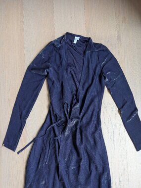 Other Stories Metallic Navy Midi Dress